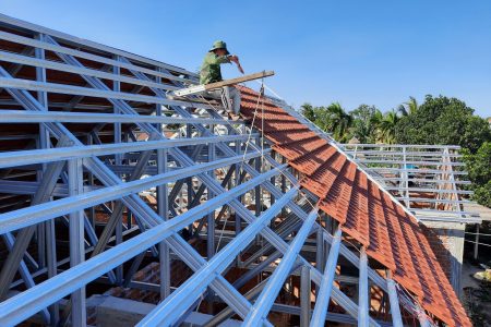 thi công vì kèo thép lợp ngói quảng ngãi